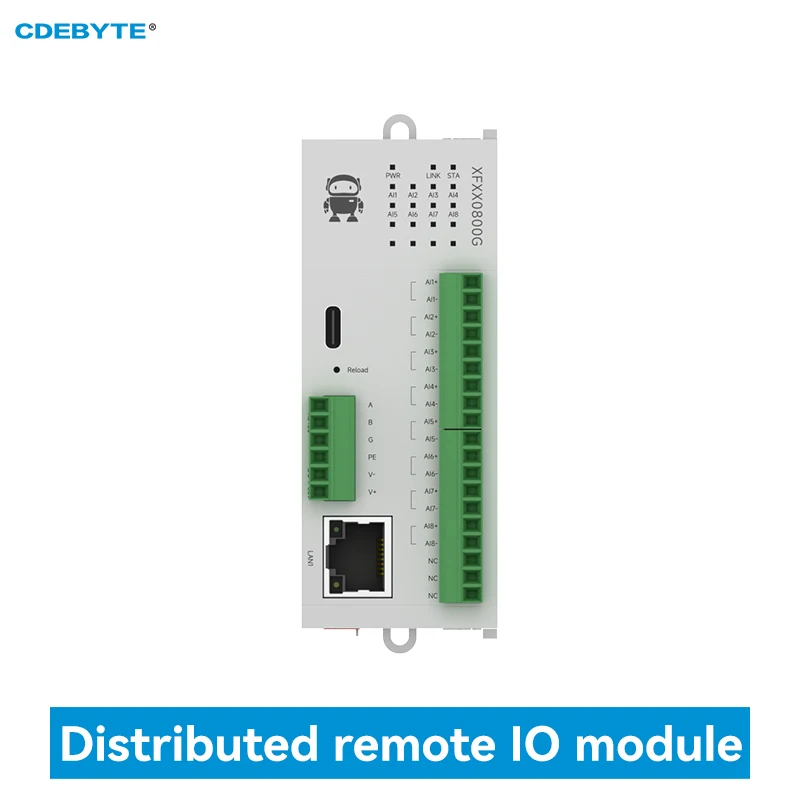 Verteiltes Remote-IO-Modul 8AI Differentialstrom-Hostmodul CDEBYTE M31-XFXX0800G Analoge Schaltererfassung Modbus TCP/RTU