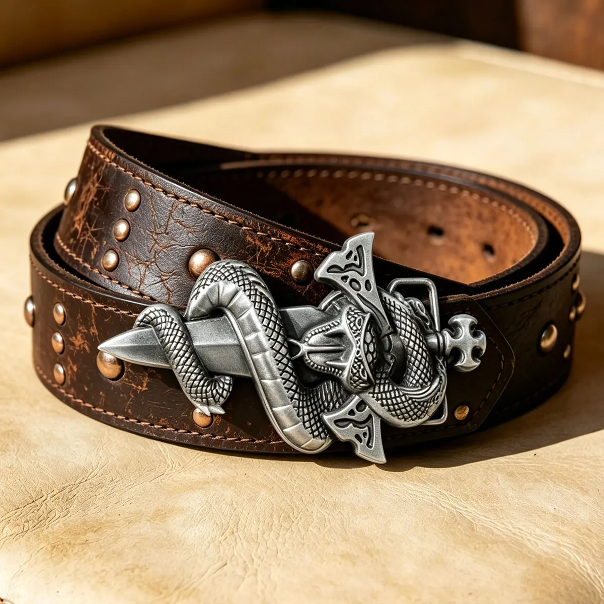 Retro Western Cowboy Cobra Snake Belt Buckle Fashionable Leather Accessory Classic Trend
