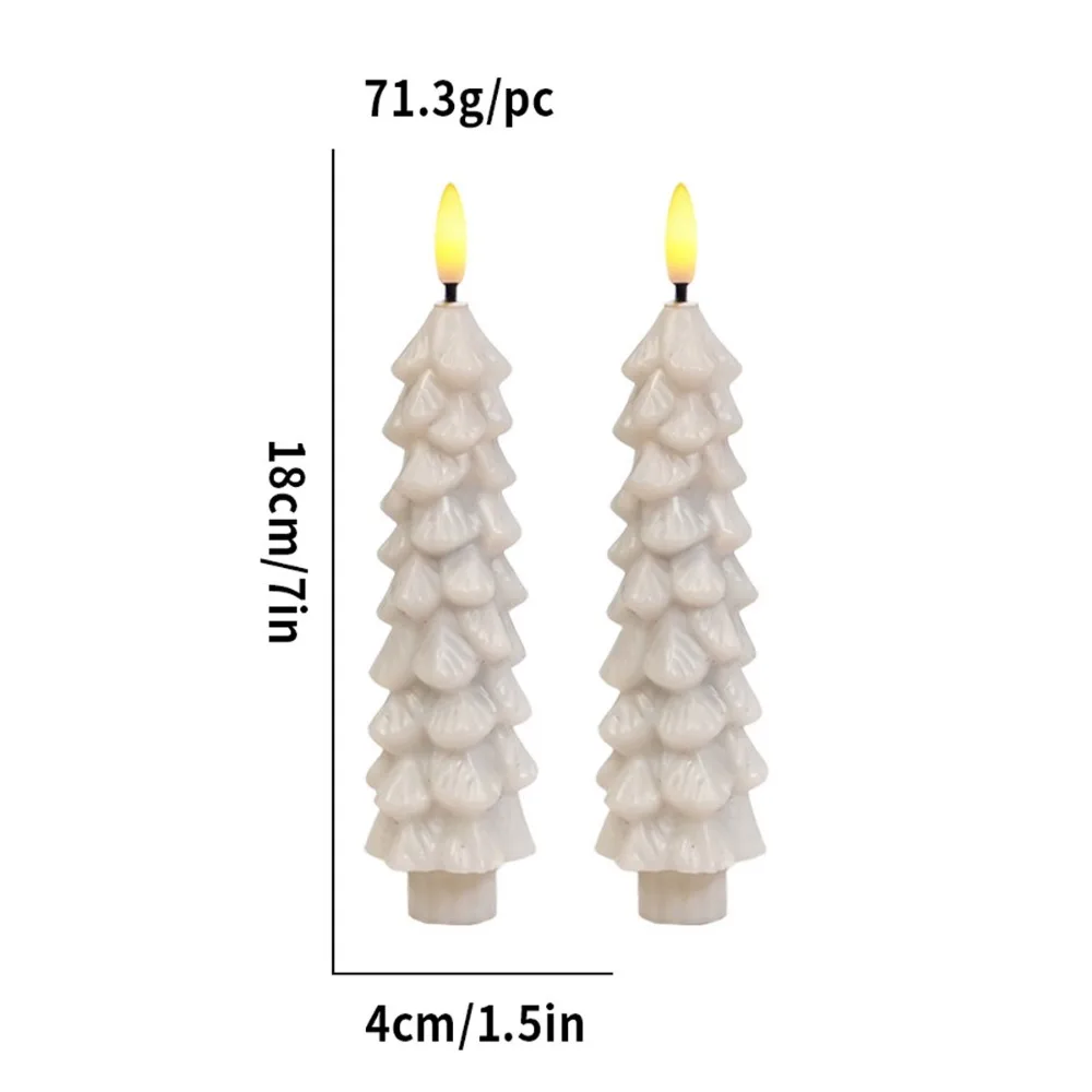 1 Pair Flameless Christmas Tree Shape Light Elegant Exquisite Flameless Taper Candles Funny Safety LED Candle Lamp Party