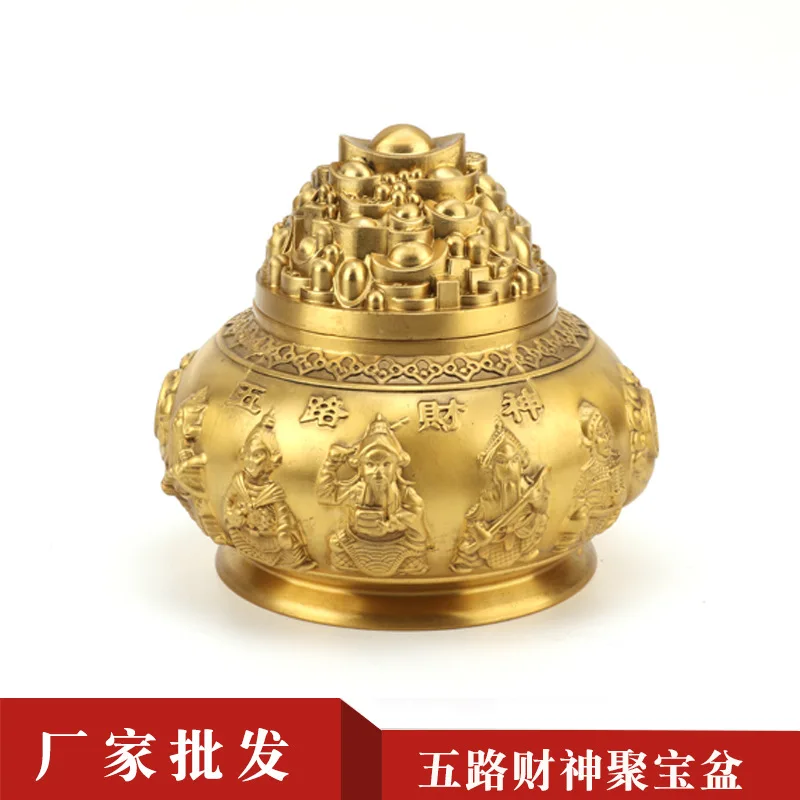 Factory Wholesale Pure Copper Five Gods of Wealth Cornucopia Housewarming Gift Office Shop Crafts Ornaments