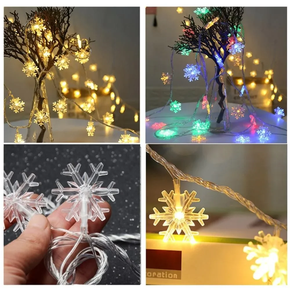 3M 20Lights Christmas Snowflake Lights String Battery Operated Xmas Tree Decoration Light Home Decor