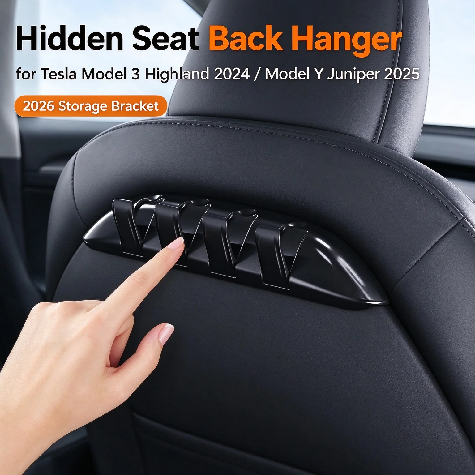 Hidden Seat Back Hanger Storage Bracket for Tesla Model Y Juniper 2025 Model 3 Highland 2024 2026 Rear Hook Bag Organizer Holder