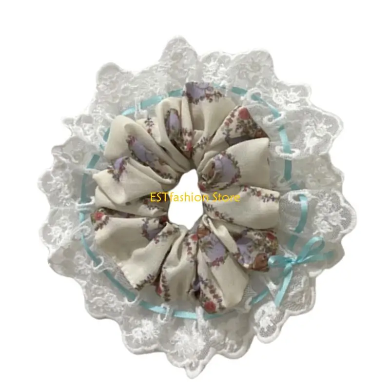 

Y5GC Hair Ties Hair Rope Girl Ponytail Rubber Band Lace Fabric Hair Scrunchies