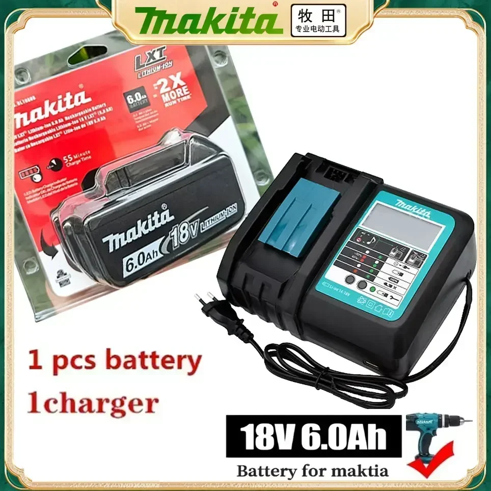 

Makita 18V 6000mAh Rechargeable Power Tools Battery 18V makita with LED Li-ion Replacement LXT BL1860B BL1860 BL1850 Charger