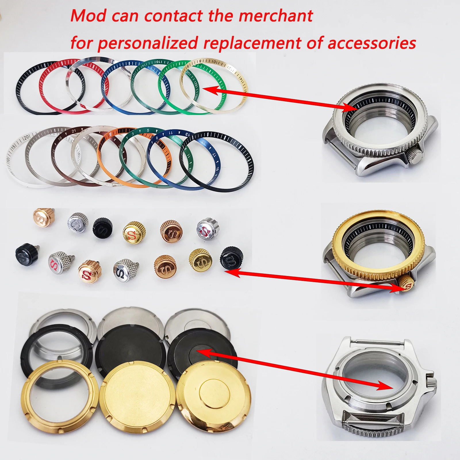 Mod Black SKX007 Case NH35 Case 3.0 Crown Aluminum Insert Sapphire Crystal Glass Stainless Steel Watch Case