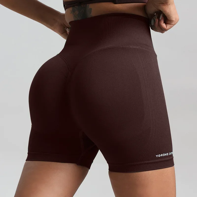 Nowe bezszwowe dzianinowe spodnie do fitnessu damskie bieganie sportowe spodnie rowerowe odzież do jogi obcisłe trzypunktowe spodenki