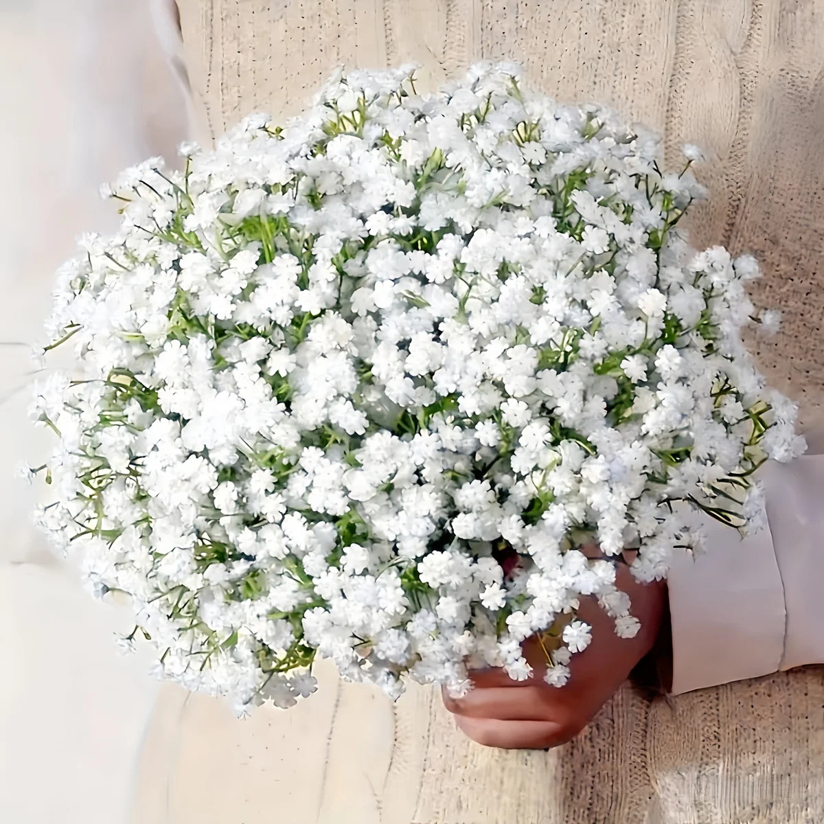 24 Bündel - 720 künstliche Blumen für den Valentinstag und Hochzeiten, weiße Sträuße mit realistischem künstlichem Schleierkraut, Dekorationsblumen für Feiertage, geeignet für Jubiläen, Hochzeiten, Verlobungen, Hotels, Gärten, St. Patrick's Day, Muttertag, Thanksgiving, Valentinstag und Juni-Tag-Dekorationen, ideal für die Innen- und Außenverkleidung von Häusern. – Detail 3