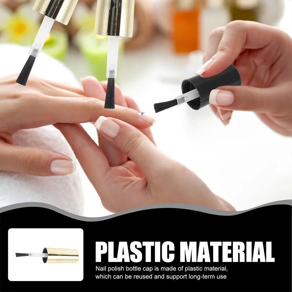 

10Pcs Nail Polish Replacement Brush Caps Sturdy Reusable Small Size Light Weight for Gel Fingernail Polish Storage Salon Use