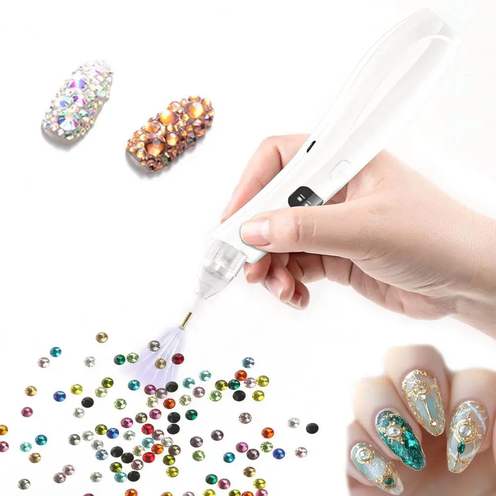 Vacuum Diamond Art Pen Electric Rhinestone Picker Tool Wax-Free Wireless Diamond Art Pen with 2 Interchangeable Tips 3 Suction M