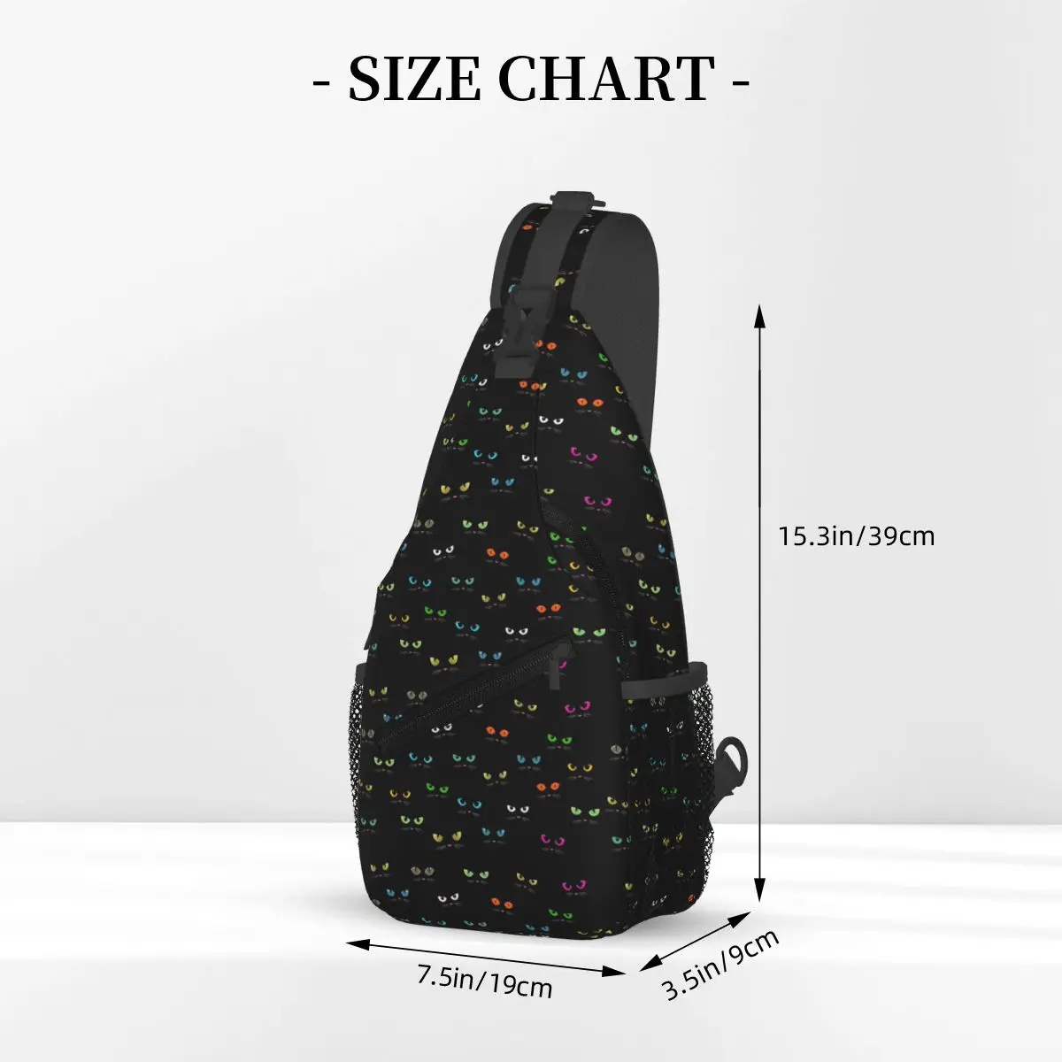القط الصور الظلية الكرتون القطط السوداء حقيبة صدر للرجال الرجال الرافعة Crossbody على ظهره حقيبة صدر للرجال السفر المشي لمسافات طويلة Daypack حقيبة كتف