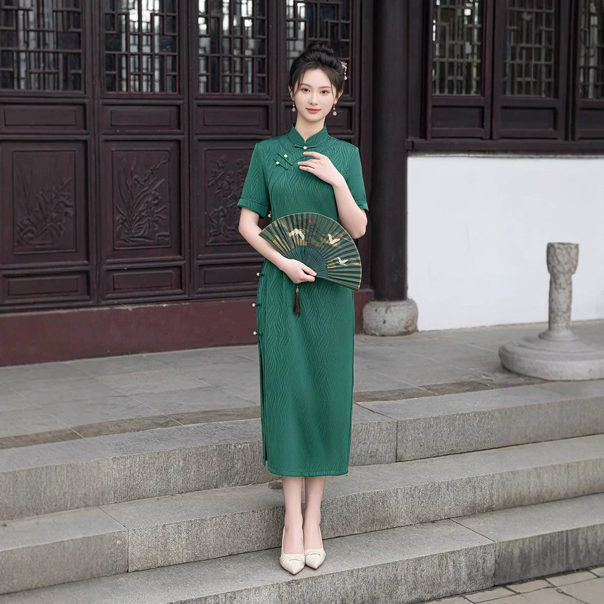 Cheongsam Sexy de manga corta para mujer, Qipao elegante, suelto, tradicional china, vestido largo de fiesta de noche, Vestidos de talla grande 4XL