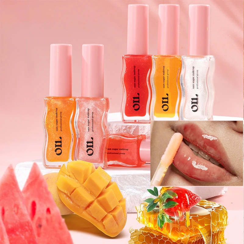 2PCS Fruit Lip Balm Oil Moistens Jelly Lip Gloss Honey Juice Lip Gloss Transparent Glass Lip Gloss Lip Protection Essence