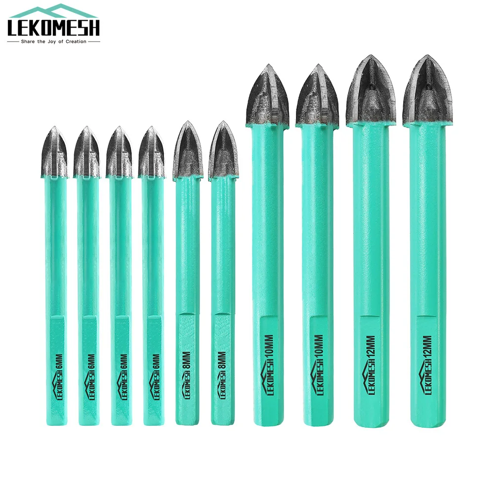 

LEKOMESH 10Pcs Carbide Drill Core Bit Set Marble Hole Saw Opener For Ceramic Tile Granite Masonry Triangle Shank Drilling Bits