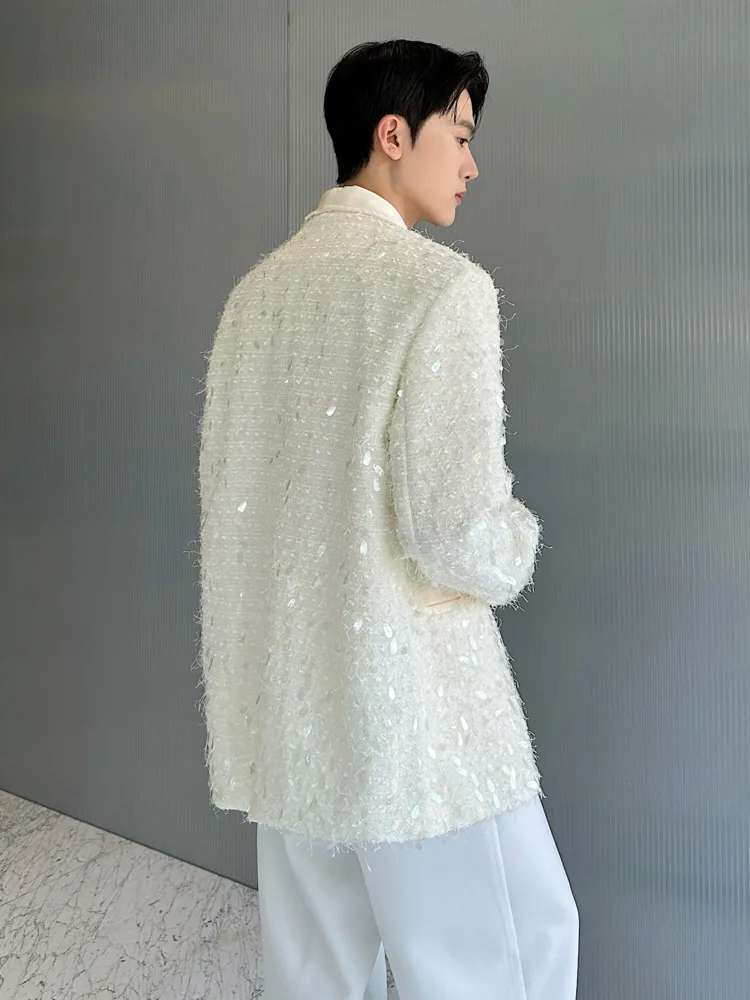 SYUHGFA 2025 Autumn Stage Performance Men's Blazers Sequins Design Niche Lapel Loose Single Breasted Male Suit Jackets Chic