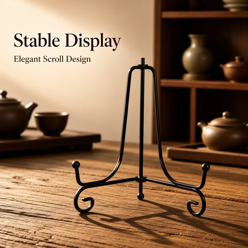 Foldable Iron Plate Display Stand 4/6/8/10 Inch Metal Easel Rack for Kitchen Storage and Home Decor