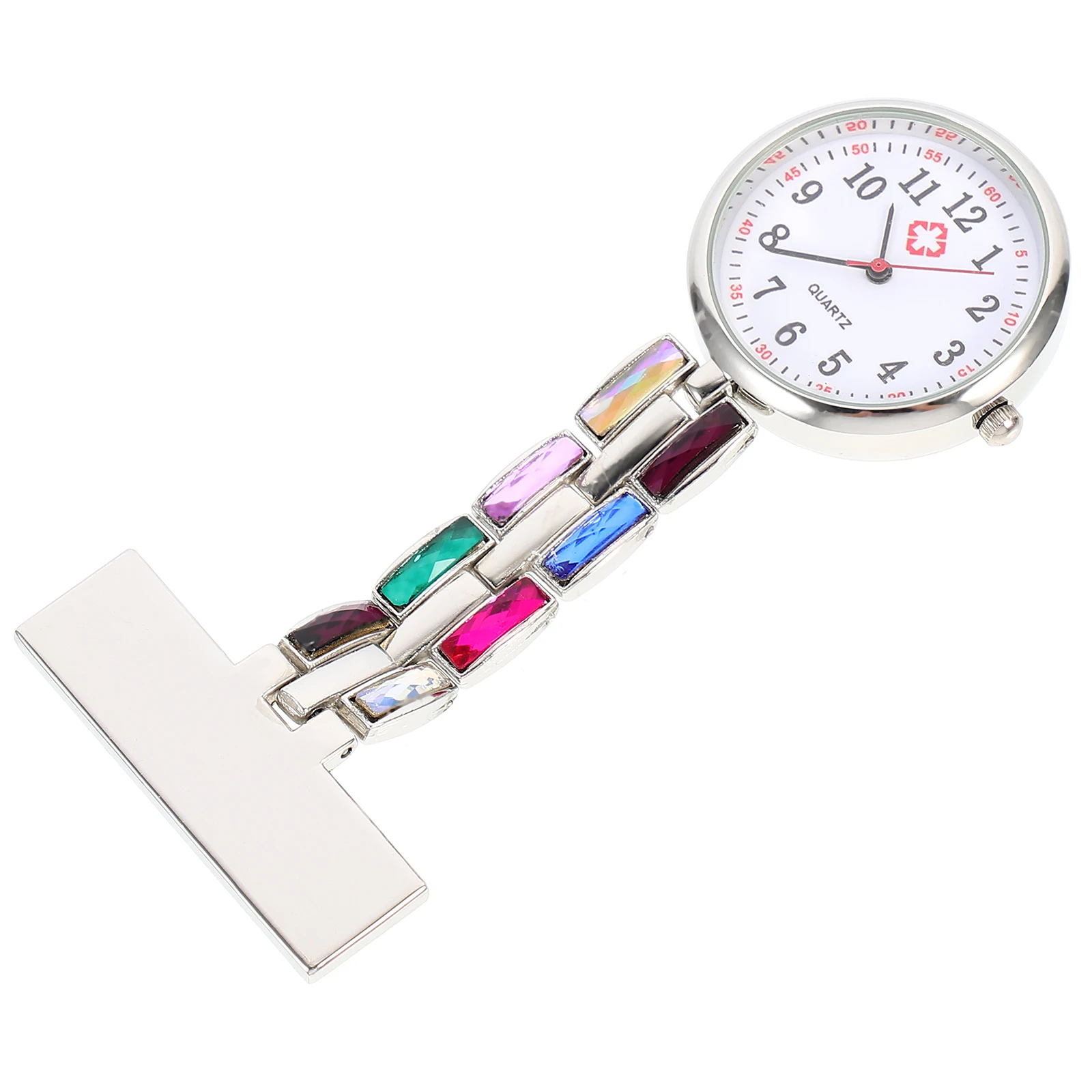 

Rhinestone Nurse Hanging Watch Pocket Alloy Student Quartz Clock Durable Practical Unique Design Long Term Use