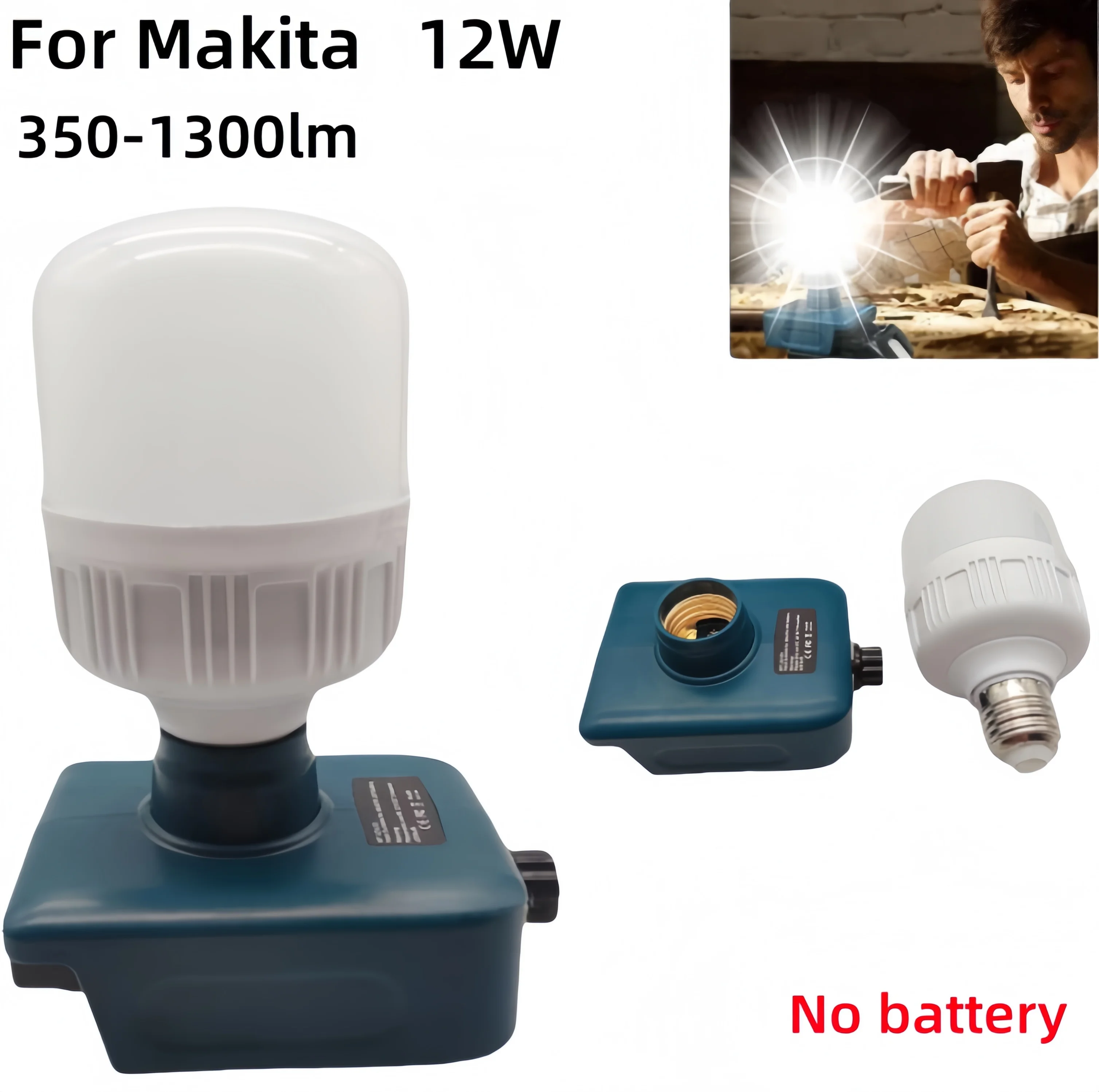 

12W ireless LED work light suitable for Makita 18V Battery handheld LED bulb flashlight,for outdoor camping emergency situations