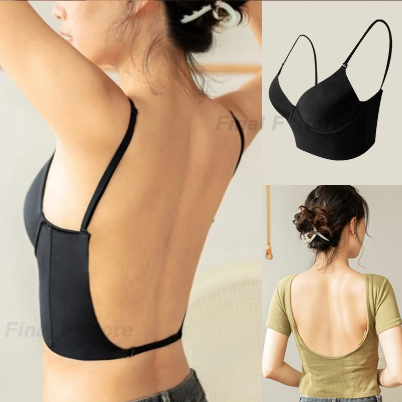 Women Sexy Lingerie Backless Bras Invisible Underwear Deep V Low Cut Push Up Bra Intimates Female Breathable Bralette Thin Bras