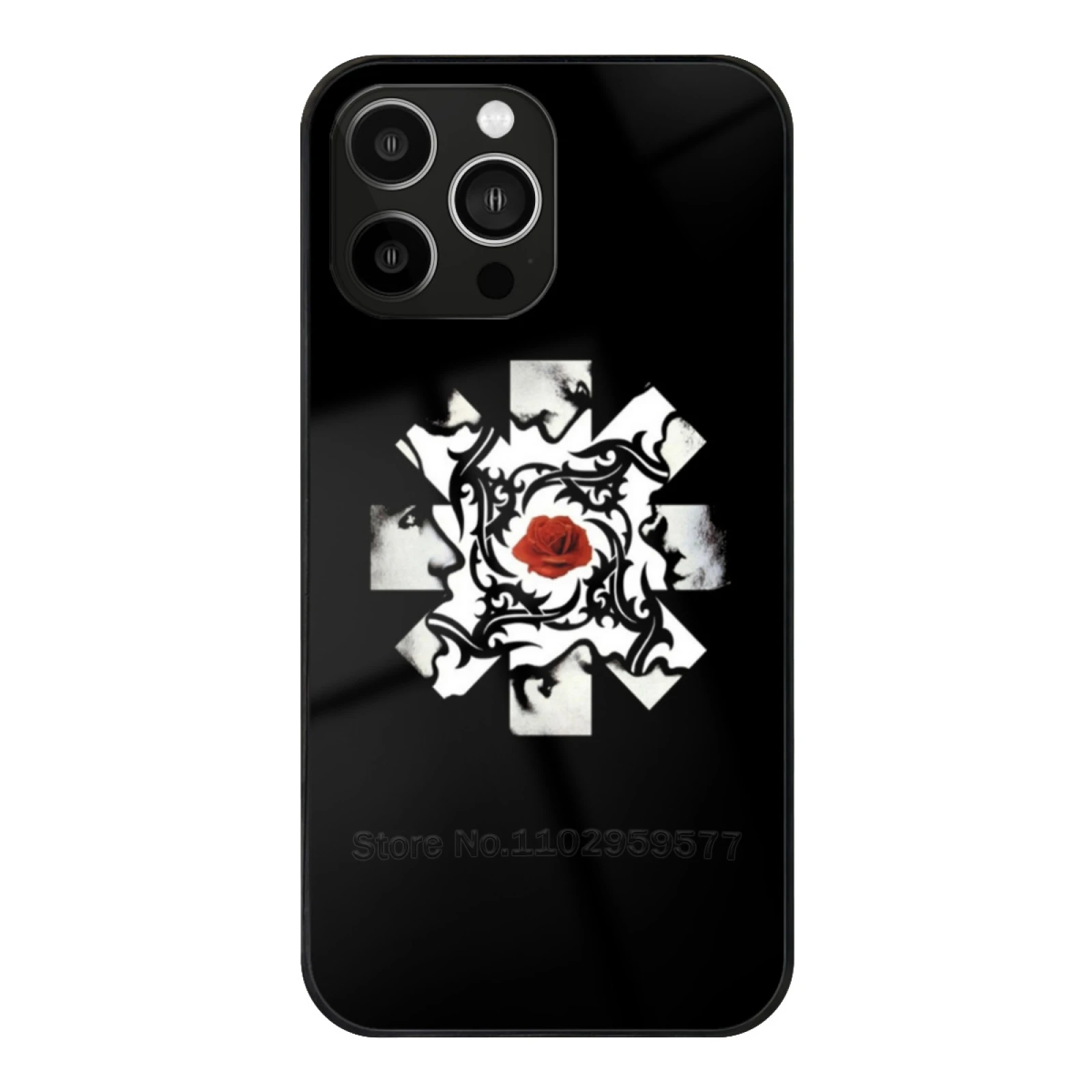 Caja de teléfono de Tpu de vidrio templado rosa central blanca para Iphone 16 15 14 7 8 Plus 12 13 11 Pro Max Xr Xs cubierta Chilli Peppers música