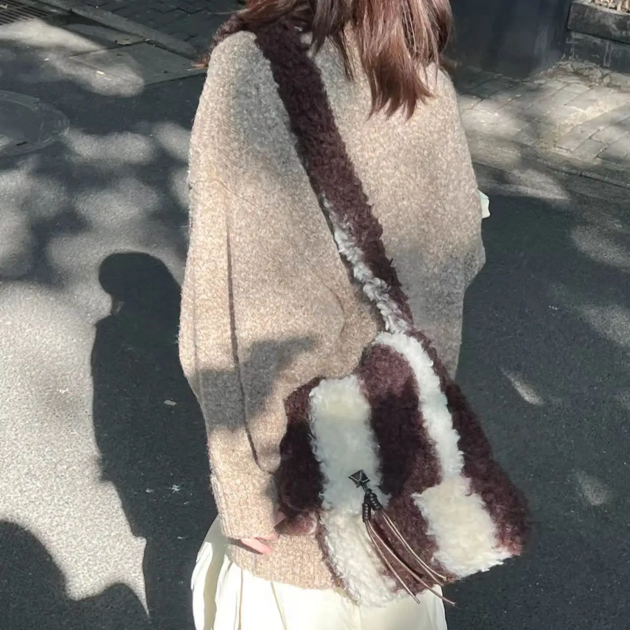 

Bags Women Korean Autumn Winter Soft Striped High-Capacity Shoulder Bag Pures and Bags Crossbody Girls Bag