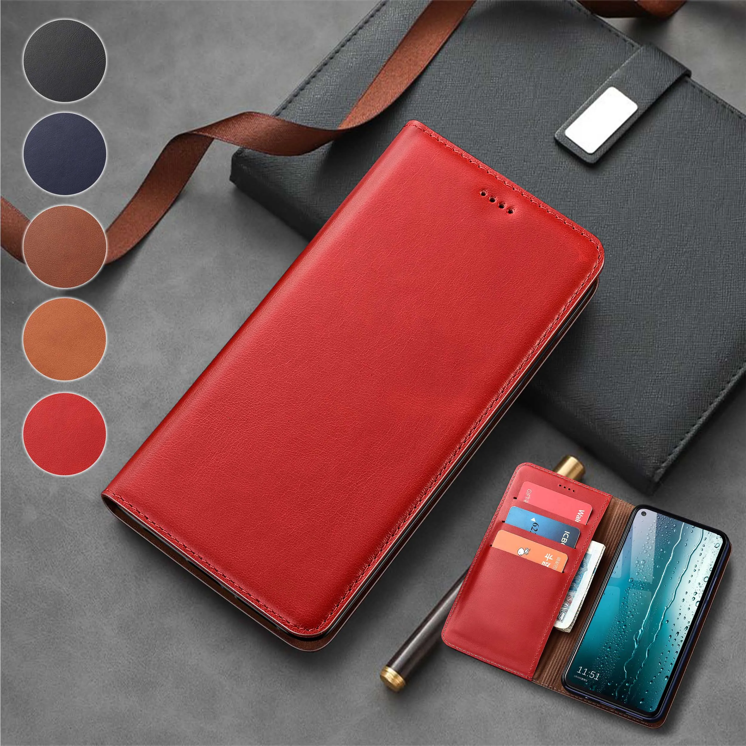 

For Honor 80 90 100 200 300 400 Pro Lite Ultra Smart SE GT Wax drop Pattern Genuine Leather Wallet Flip Phone Cover Case Cowhide