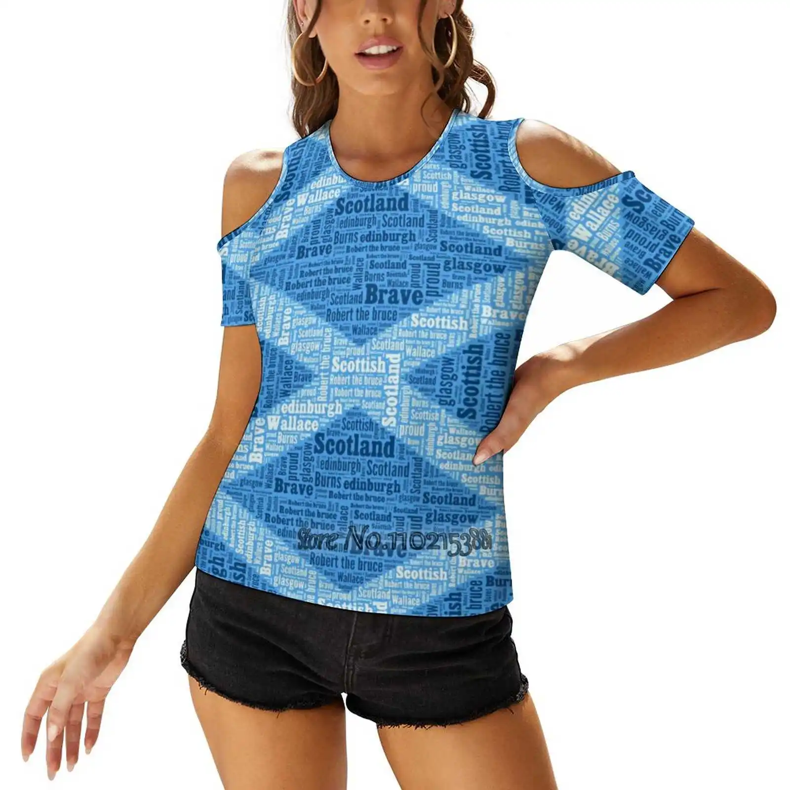 The Saltire Woman's Casual Sexy T-Shirt One Shoulder Lacing T Shirts Elegant Beach Party Tops Scottish Scotland United Kingdom