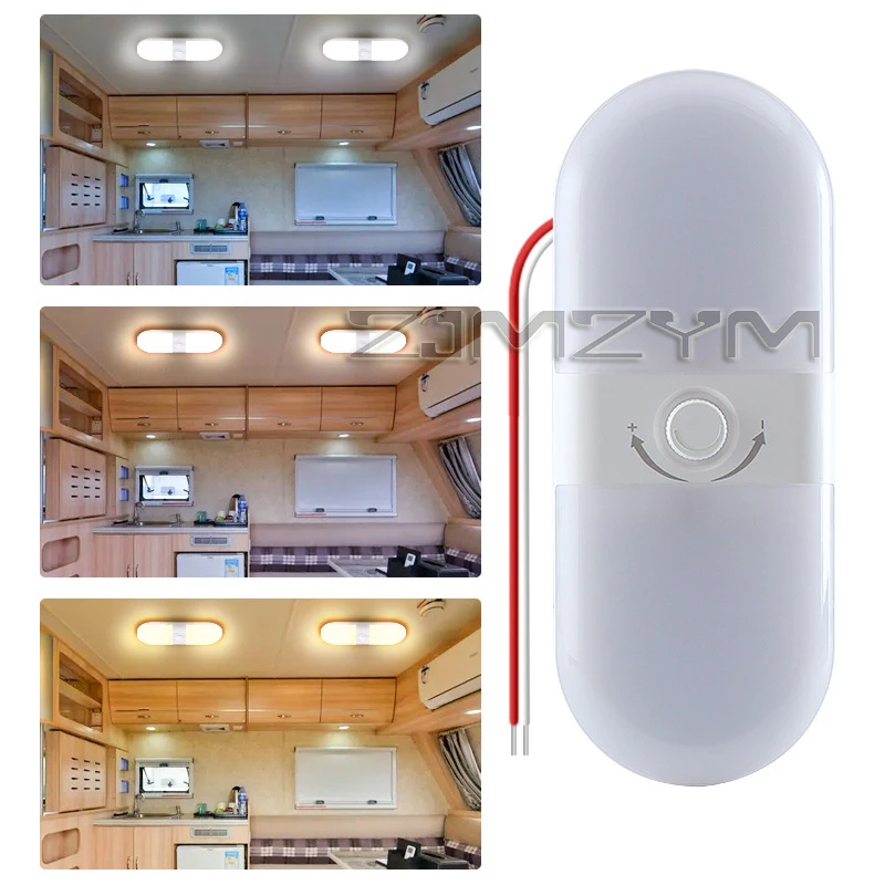 ​​​LED RV Light 3 Color Adjustable Dome Ceiling Lights For Camper Van Marine Yacht LED Car Compartment Reading Lights