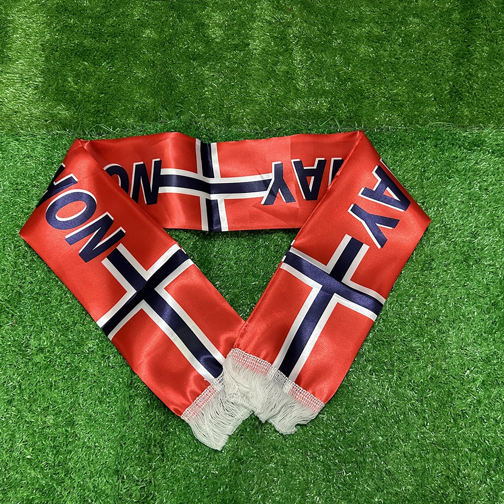 Bufanda táctica bandera de Noruega Sky Flag con borlas y satén - imagen 3
