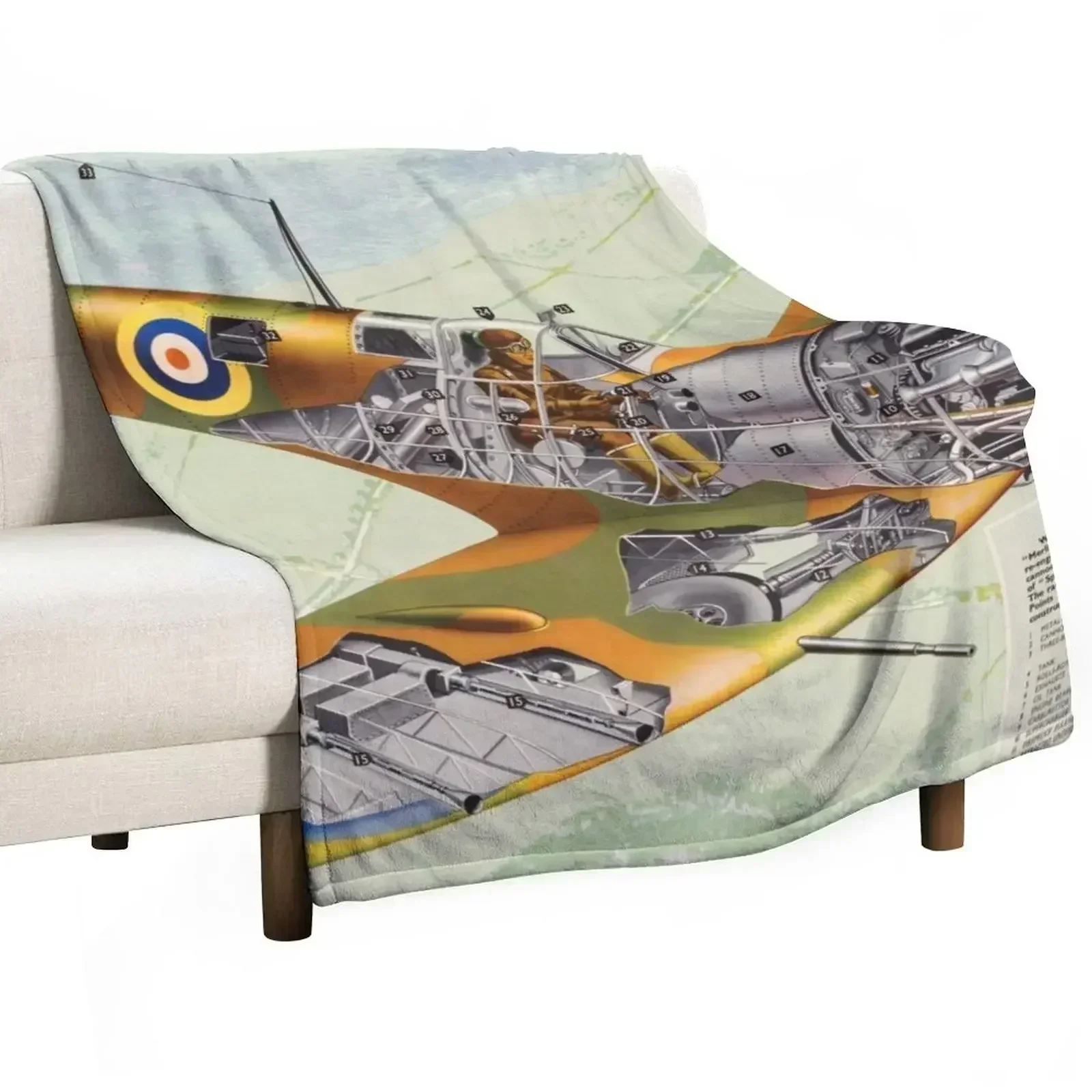 

RAF Spitfire Throw Blanket Soft Bedroom Blanket for Night Sleeping