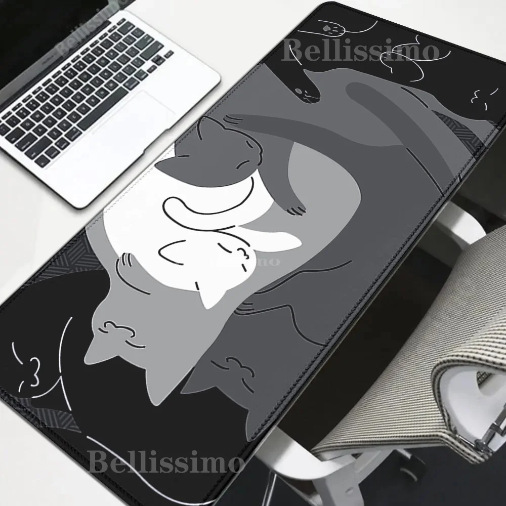 

Cute black and white Cat Large offices accessories Mouse Pad Computer Pink Gaming Mousepad Keyboard Mat Gamer teclado Desk Mat