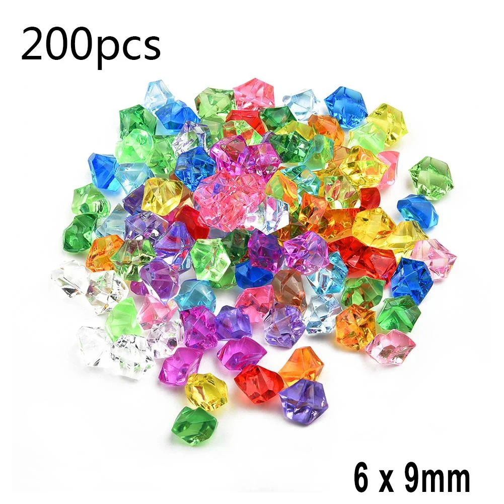 200PCSs Gems Ice Grains Colorful Stones Acrylic Jewels Ice Kids Counter Diamonds DIY Craft Beads Toys Decoration