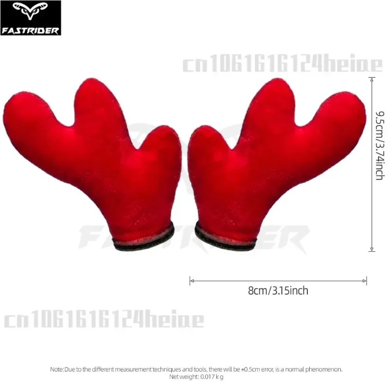 قطعتان من قرون عيد الميلاد الحمراء - زينة خوذة DIY، خاصة لملحقات خوذة الدراجة النارية #3