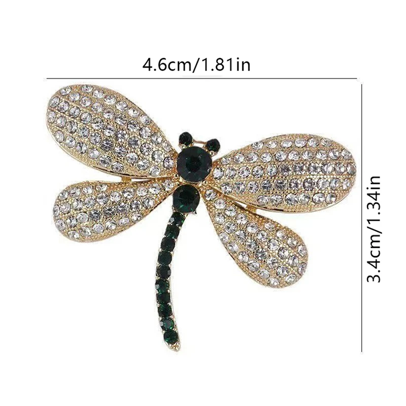 Dragonfly Themed Fashion Enamel Crystal Rhinestones Brooch Pin for Women Jewelry Clothes Dress Scarf Decoration