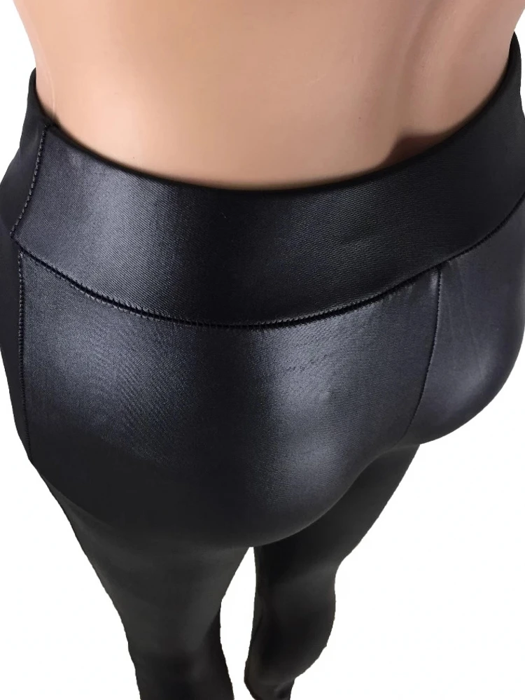 الجلود نظرة طماق المرقعة التخسيس السراويل الطويلة المرأة Faion Boting السراويل المواد الاصطناعية مجموعة الربيع