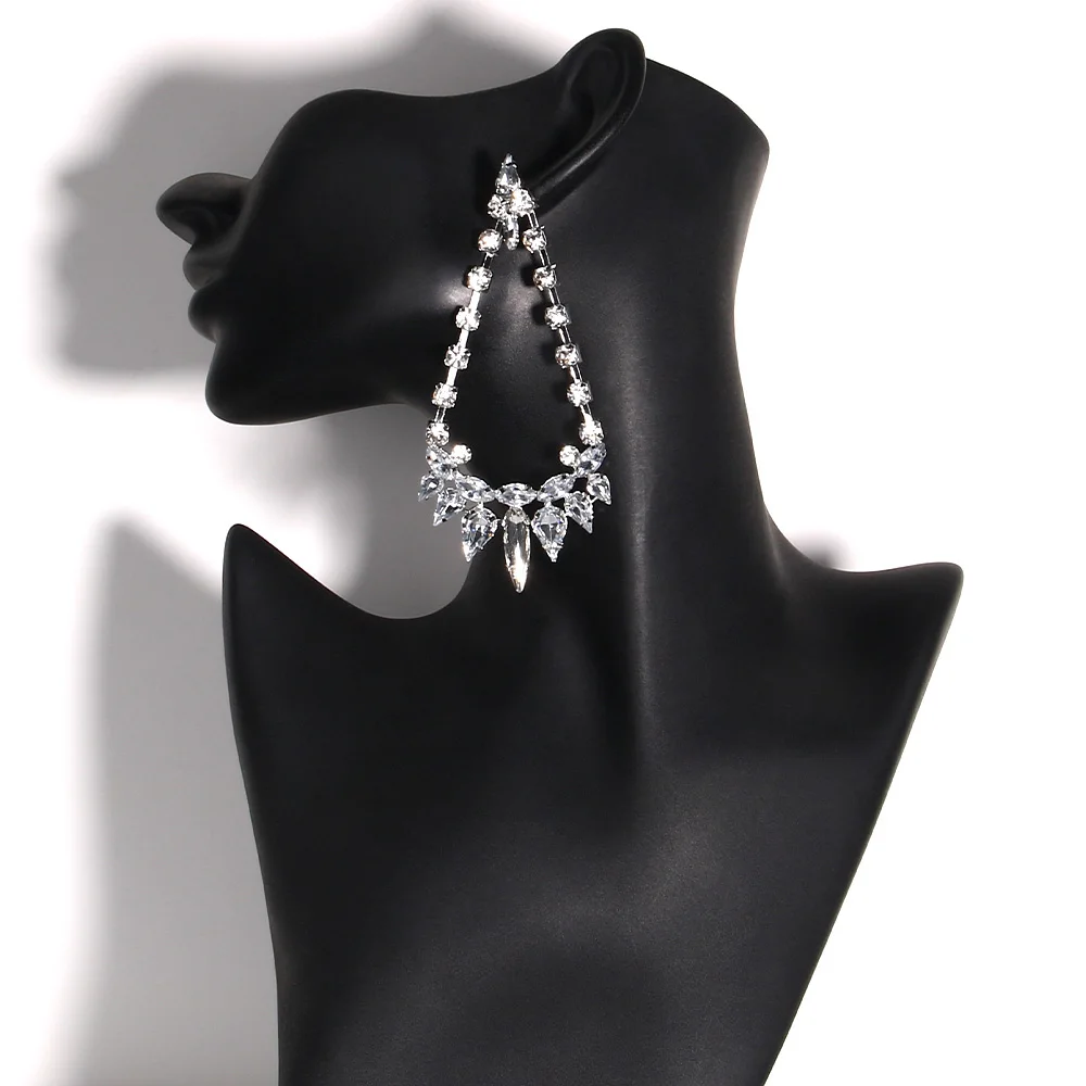 Stonefans Exaggerated Colorful Earrings Large Pendant Jewelry for Women Shiny Crystal Chandelier Earrings Bridal Wedding Gift