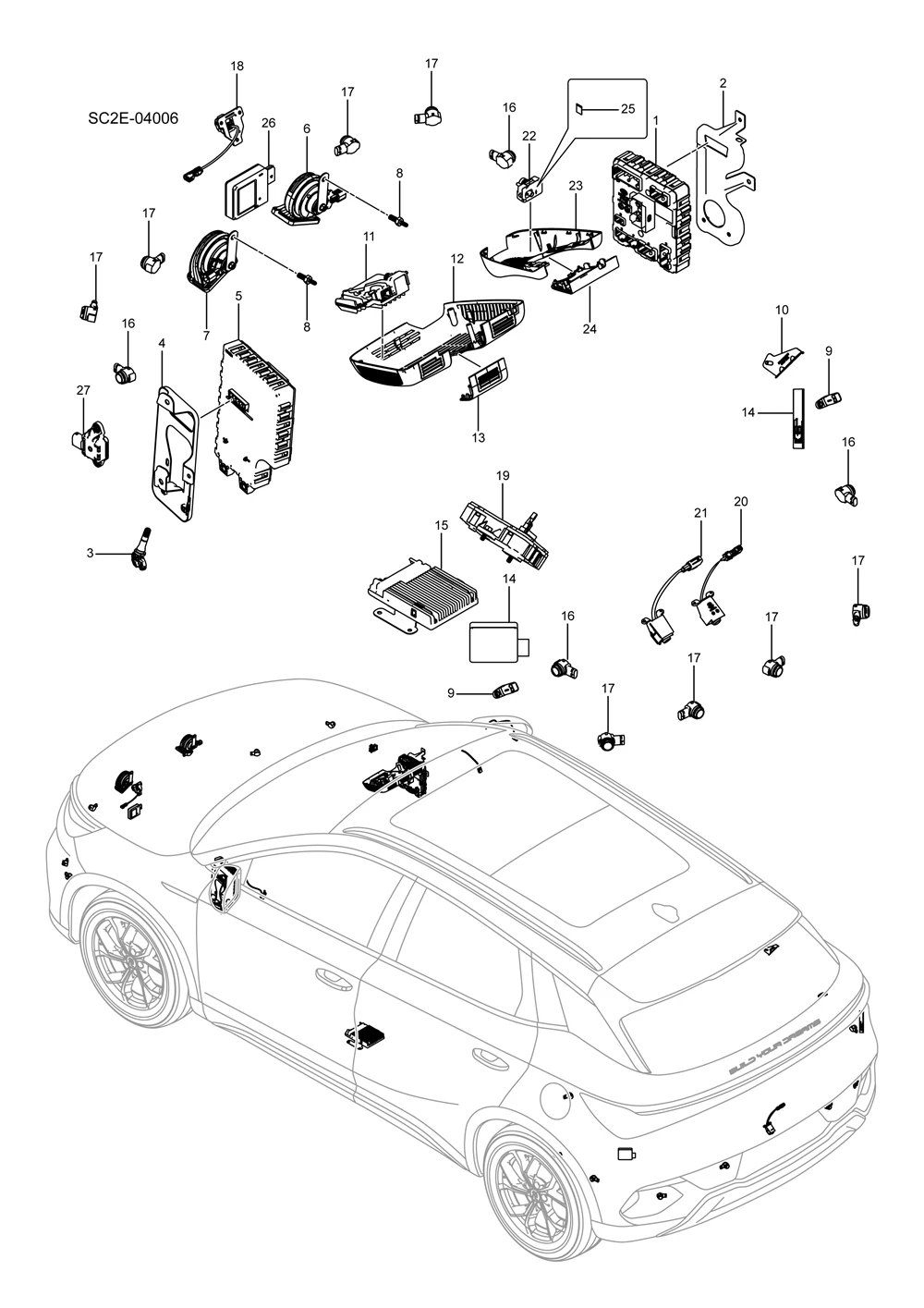 For Byd Atto3 Yuan Plus 2021-2025 Sc2e-04006 Parking Aid System Original Car Accessories Para Auto Tools