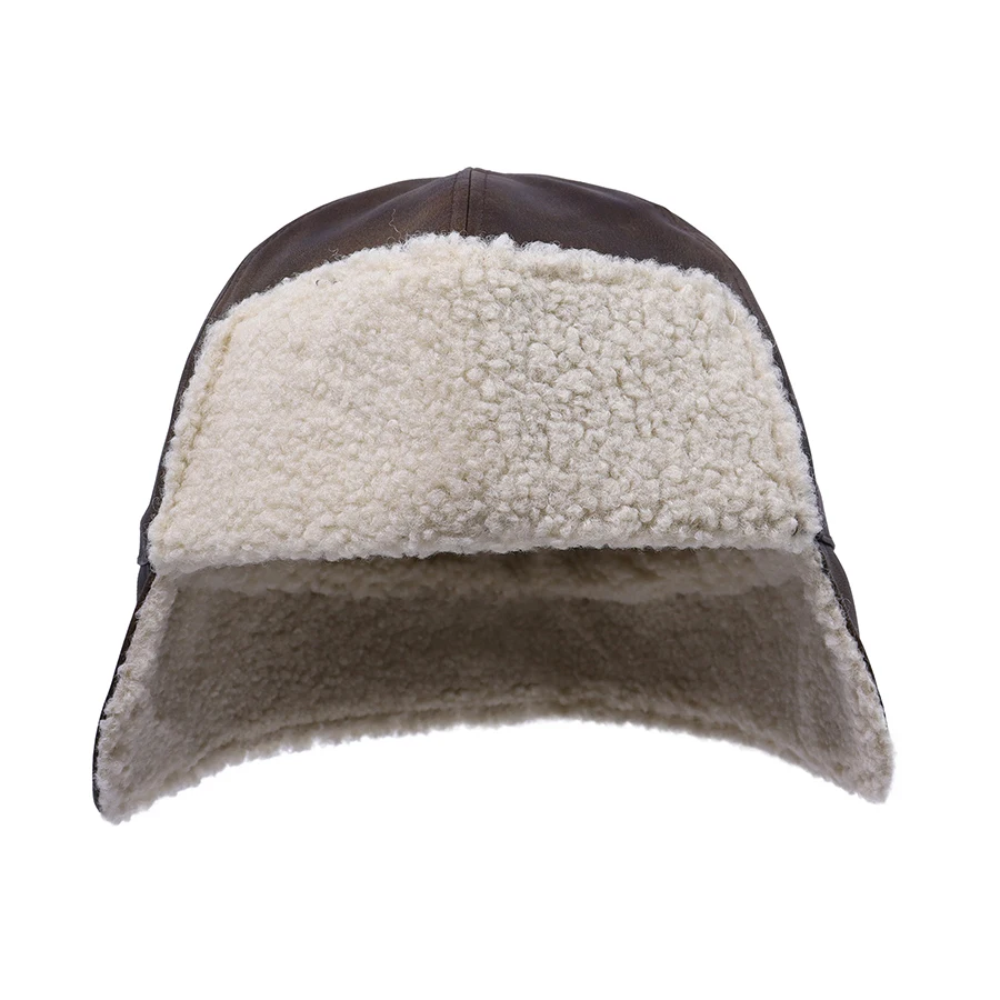 Bomber Hat Men Earflap Cap Fuax Leather Lining Winter Warm Accessory For Outdoor Hiking Sports Climb
