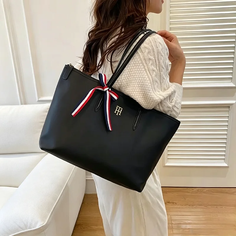 Women's Large Capacity Tote Bag 2026 Fashion Commuter Shoulder Casual Work Handbag with Decorative Bow