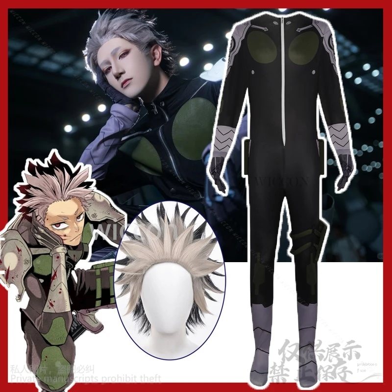 

Anime Monster No. 8 Kafka Hibino Cosplay Official Minga Uniform Battle Suit with Black & Gray Wig Custom Halloween Event Costume
