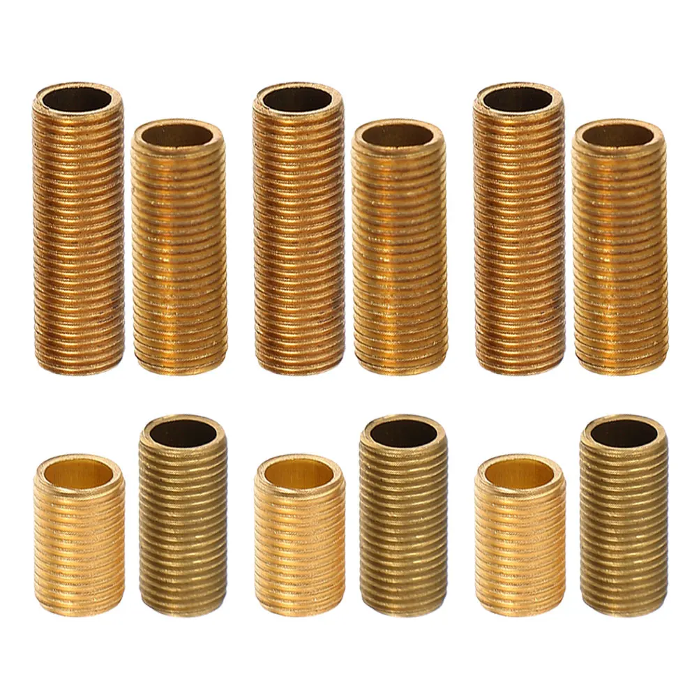 

12pcs Brass Hollow Lamp Rod Threaded Connector for Light Fixture Repair Coupling Nipples Lighting Parts Extension Pipe