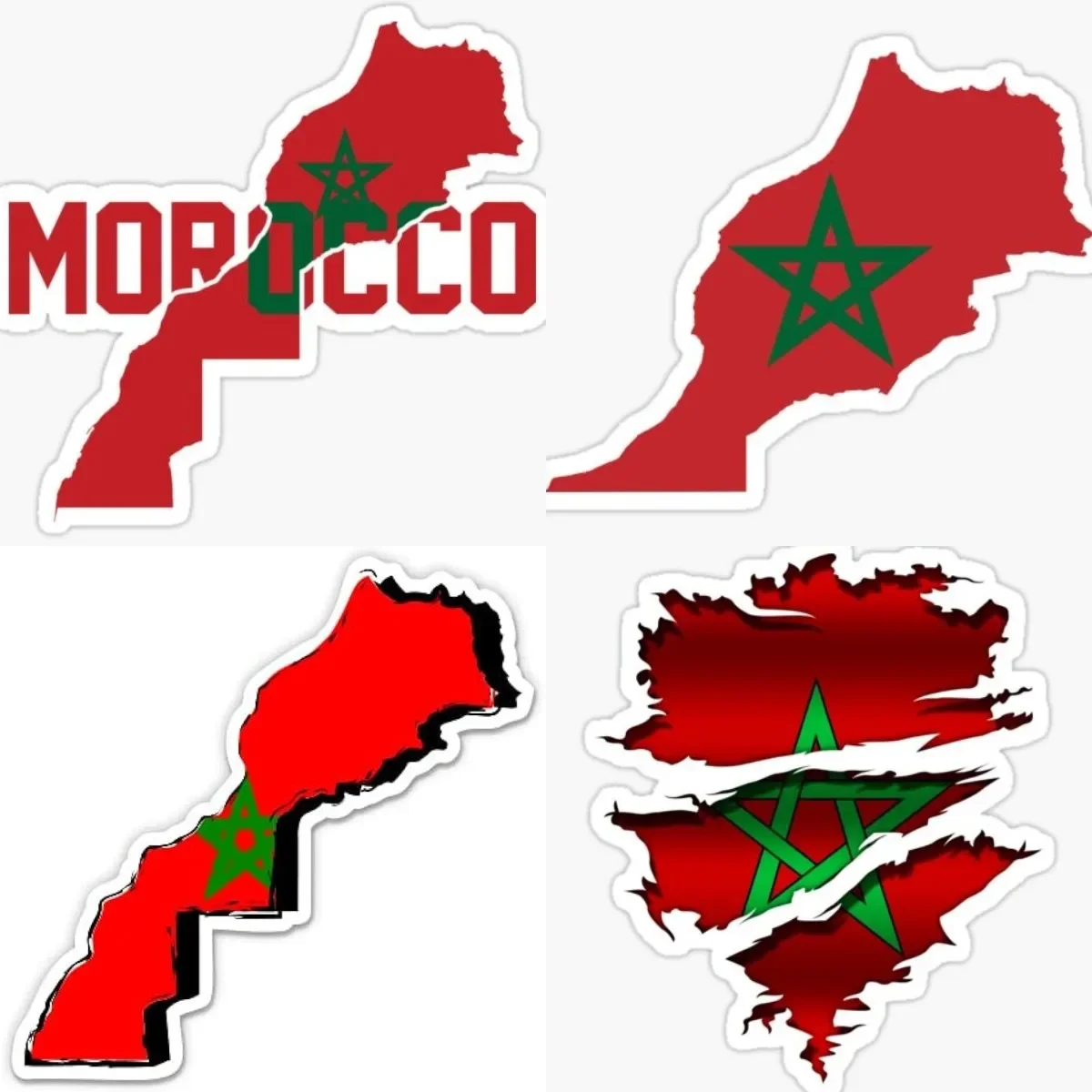 Morocco Country Shape Moroccan Flag Vinyl Sticker for Car Laptop Home Appliance Electric Motorcycle Waterproof Decal