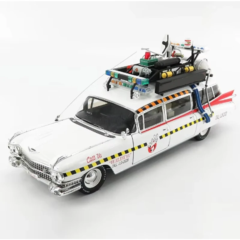 1:18 Scale Fine Version Ecto 1A Car Model Metal Diecast Vehicle Toy for Adult Collection Gifts Souvenir