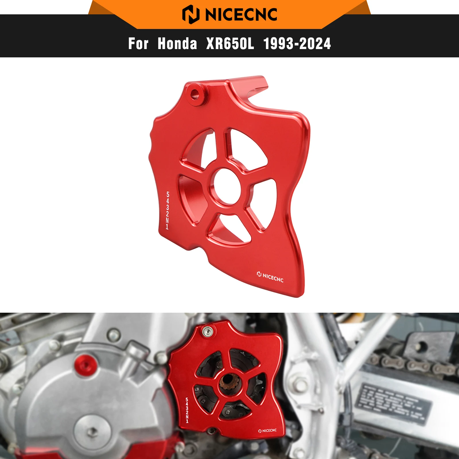 

NICECNC For Honda XR650L XR 650 L 1993-2025 2024 Motorcycle Aluminum 15 Teeth Sprocket Cover Guard Protector XR 650L Accessories