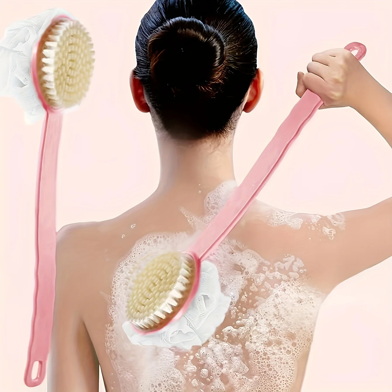 Soft Body Scrubber Shower Exfoliating Scrubs Long Handle Bath Brush Exfoliator Skin Massager Cleaning Brush Bathroom Accessories
