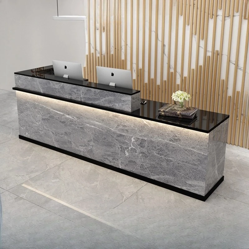 

Unique Luxury Reception Desks Welcome Design Organizers Company Reception Desks Modern Led Lights Bureau Commercial Furniture