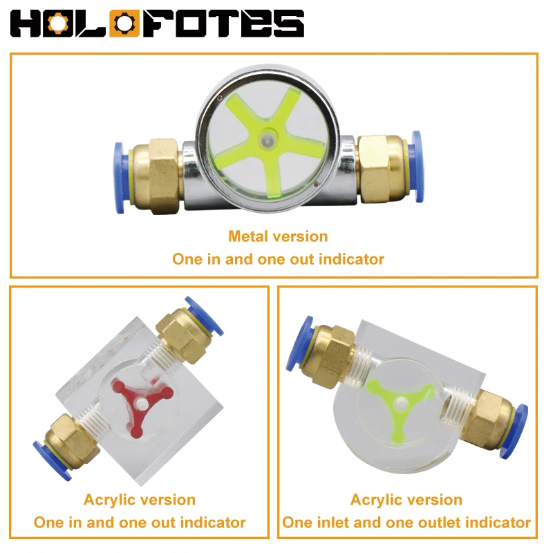 Water Flow Indicator 6mm 8mm 10mm 12mm Nozzel Acrylic Metal Rotate Observe for CNC Router Spindle Motor Water Flow Meter