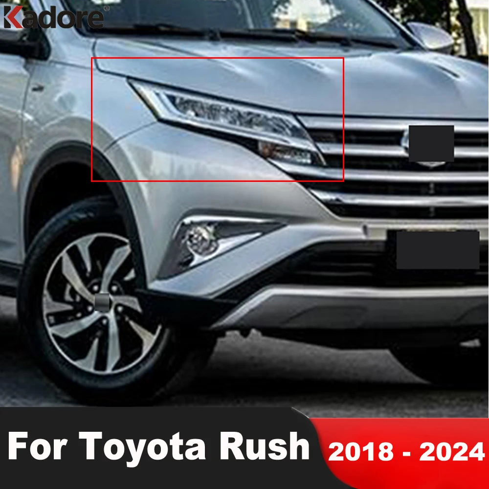 

Front Headlights Lamp Cover Trim For Toyota Rush 2018 2019 2020 2021 2022 Chrome Front Head Light Frame Trims Car Accessories