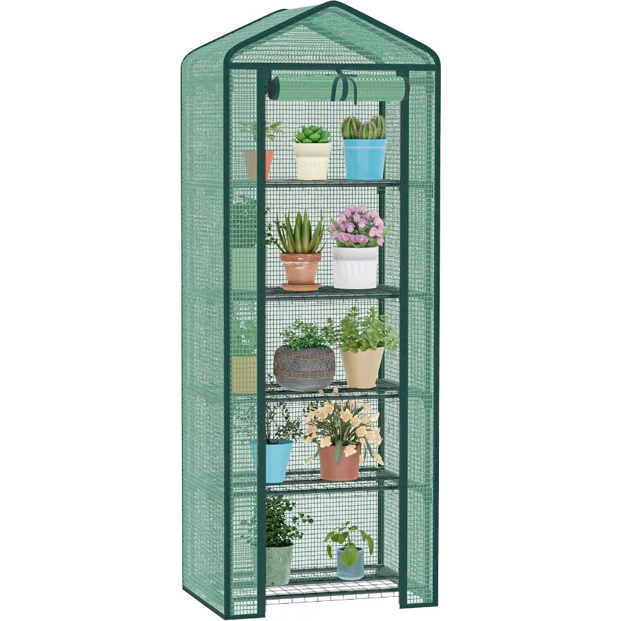 

Greenhouse for Indoor Outdoor Small Plastic Plant Green House 5-Tier Rack Stand Portable Greenhouses with Durable PE Cover for