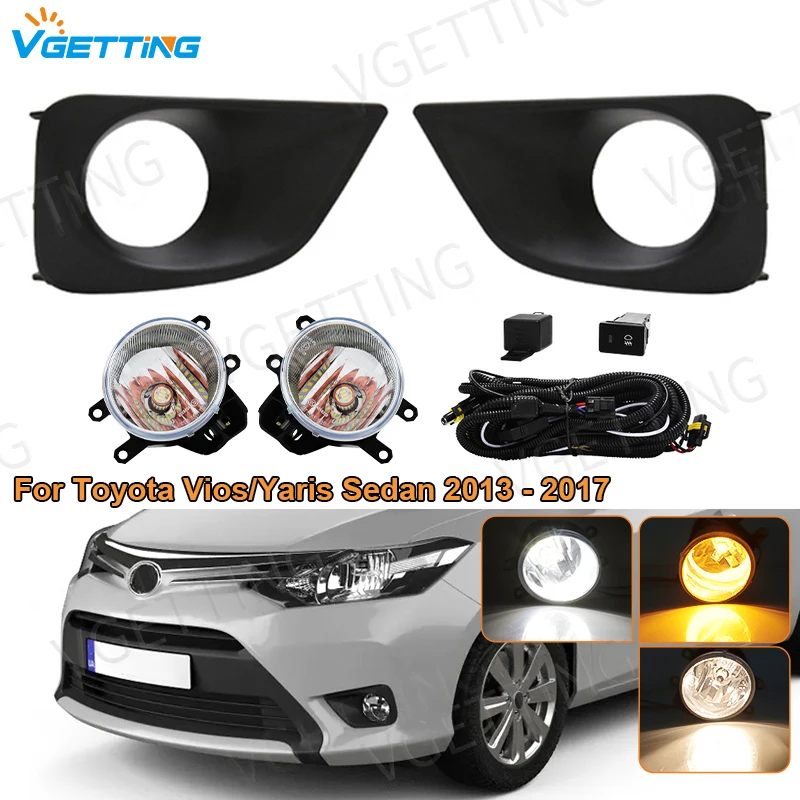 For Toyota Vios/Yaris Sedan 2013 2014 2015 2016 2017 Car Front Bumper Fog Lamp LED Daytime Running Light DRL Waterproof 12V