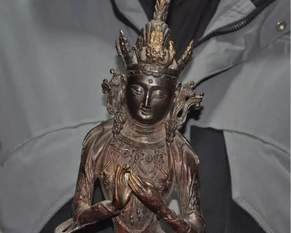 Old Tibetan Buddhism temple bronze Tara Kwan-Yin GuanYin goddess Buddha statue